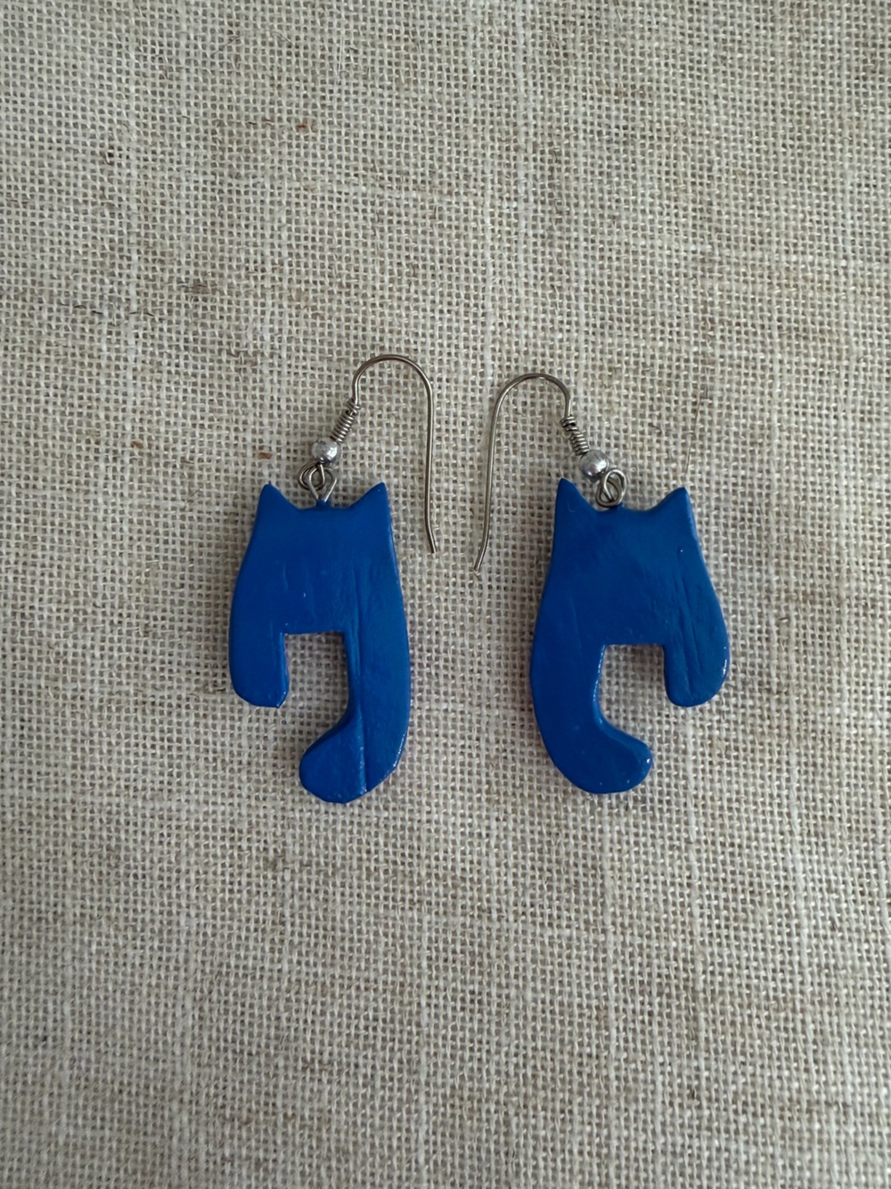Cat Handmade Painted Wooden Polka Dot Earrings - Picture 3 of 3